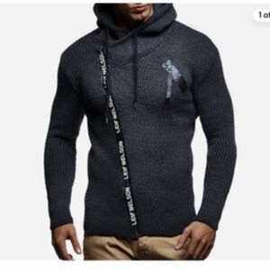 Lief Nelson Dark Black/Grey Hooded Sweater